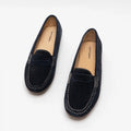 Navy - Close up - Hush Puppies Womens-Ladies Margot Suede Leather Loafer Shoe