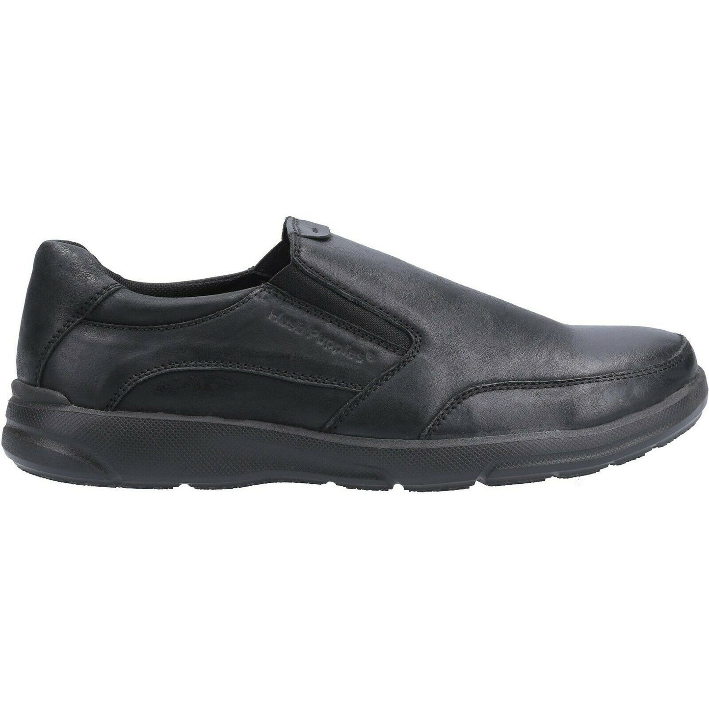 Black - Back - Hush Puppies Mens Aaron Slip On Leather Shoe