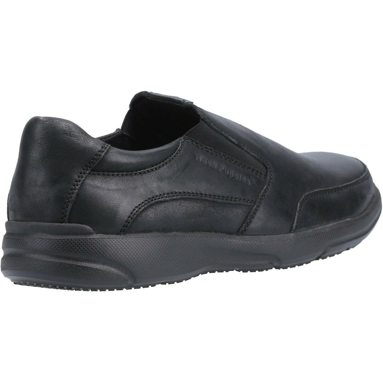 Black - Side - Hush Puppies Mens Aaron Slip On Leather Shoe