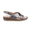 Pewter - Back - Hush Puppies Womens-Ladies Elena Leather Wedge Sandal