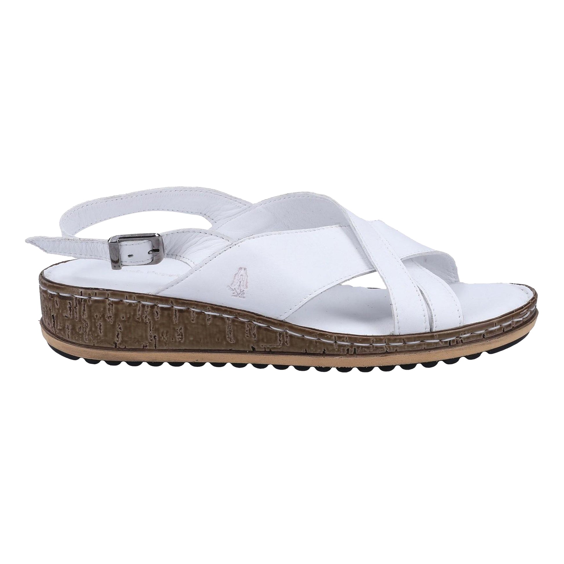 White - Back - Hush Puppies Womens-Ladies Elena Leather Wedge Sandal
