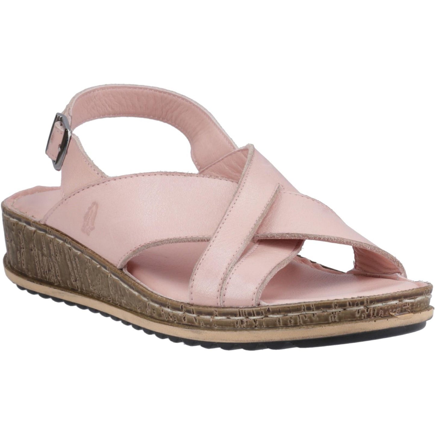 Blush - Front - Hush Puppies Womens-Ladies Elena Leather Wedge Sandal