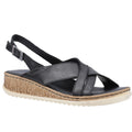 Black - Front - Hush Puppies Womens-Ladies Elena Leather Wedge Sandal