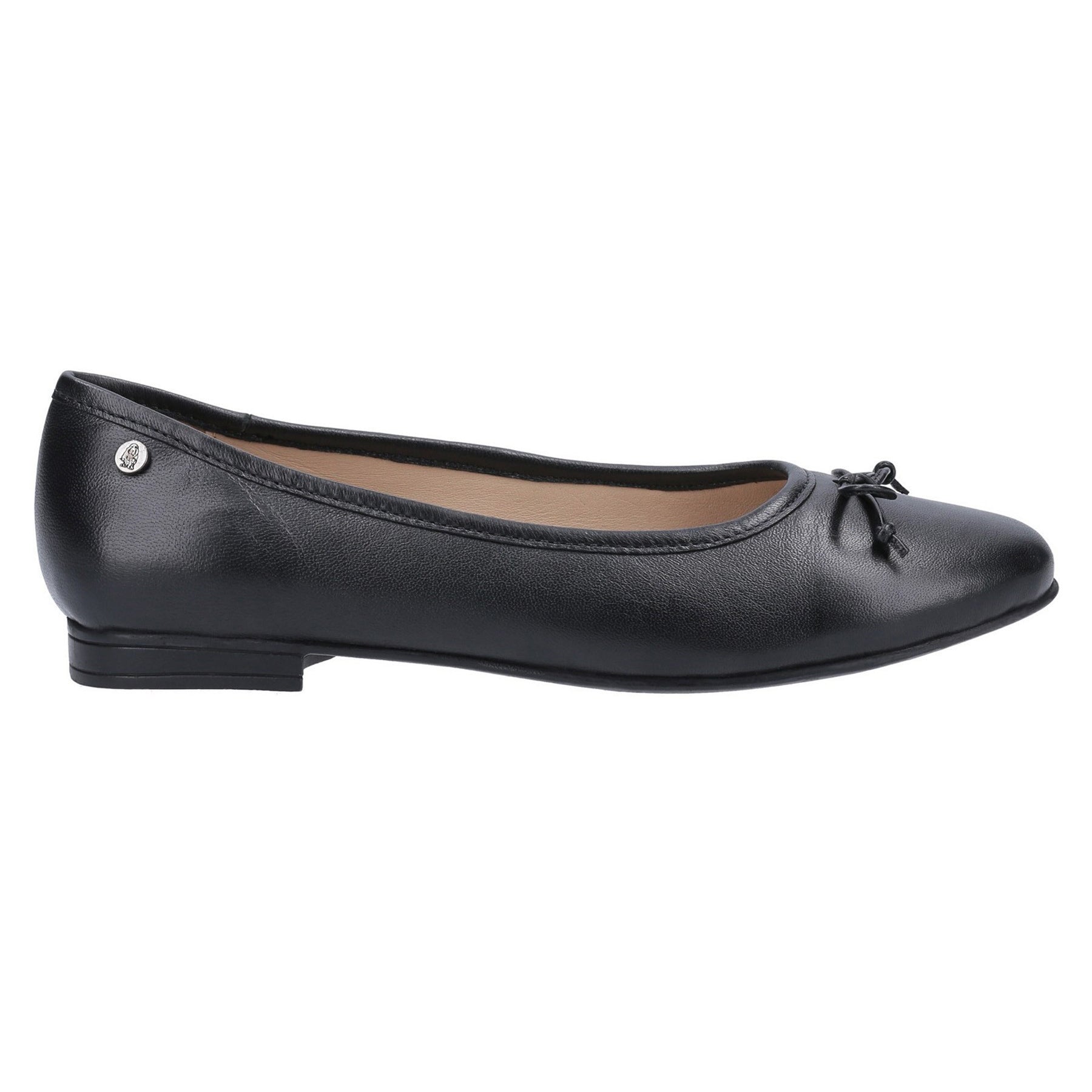 Black - Back - Hush Puppies Womens-Ladies Naomi Slip On Leather Ballet Pump
