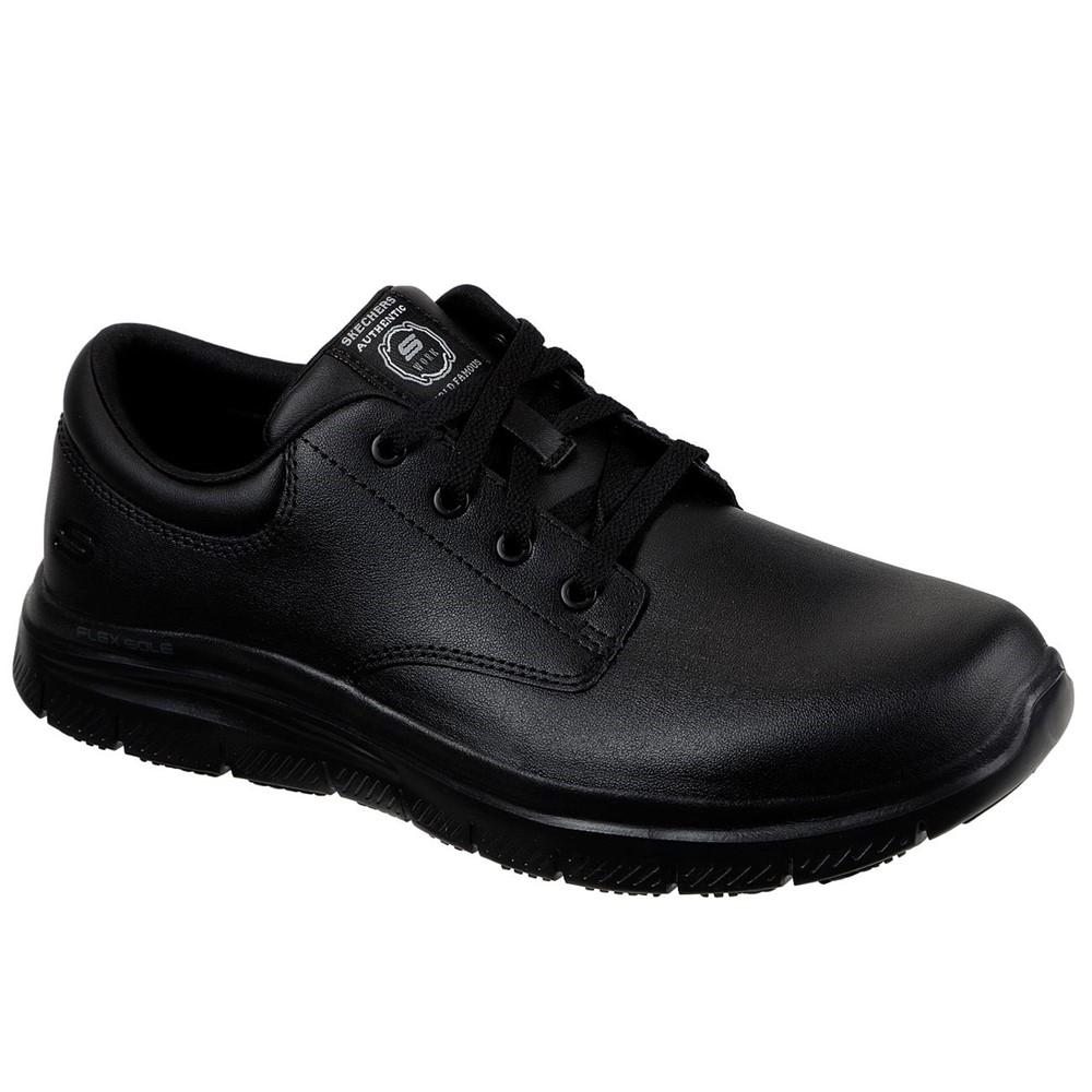Black - Front - Skechers Mens Flex Advantage Fourche Leather Trainers