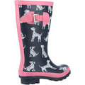 Navy-Pink - Side - Cotswold Girls Spot Wellington Boots