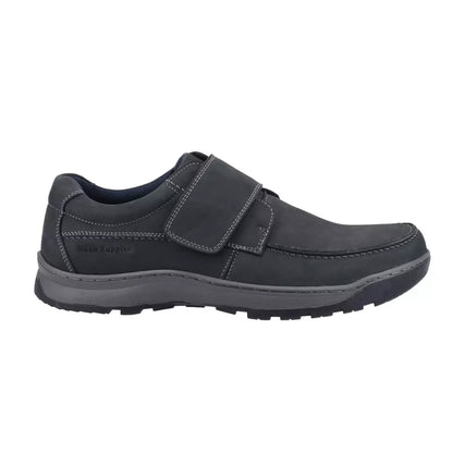 Navy - Side - Hush Puppies Mens Casper Leather Shoes