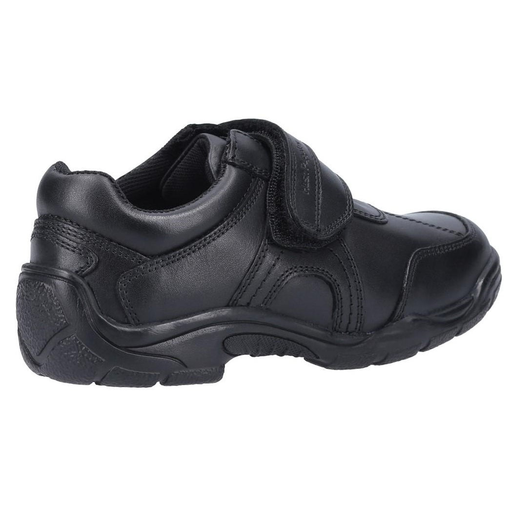 Black - Side - Hush Puppies Boys Arlo Leather School Shoes