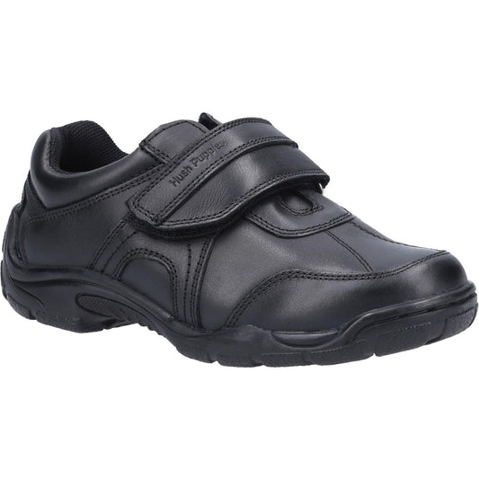 Black - Front - Hush Puppies Boys Arlo Leather School Shoes