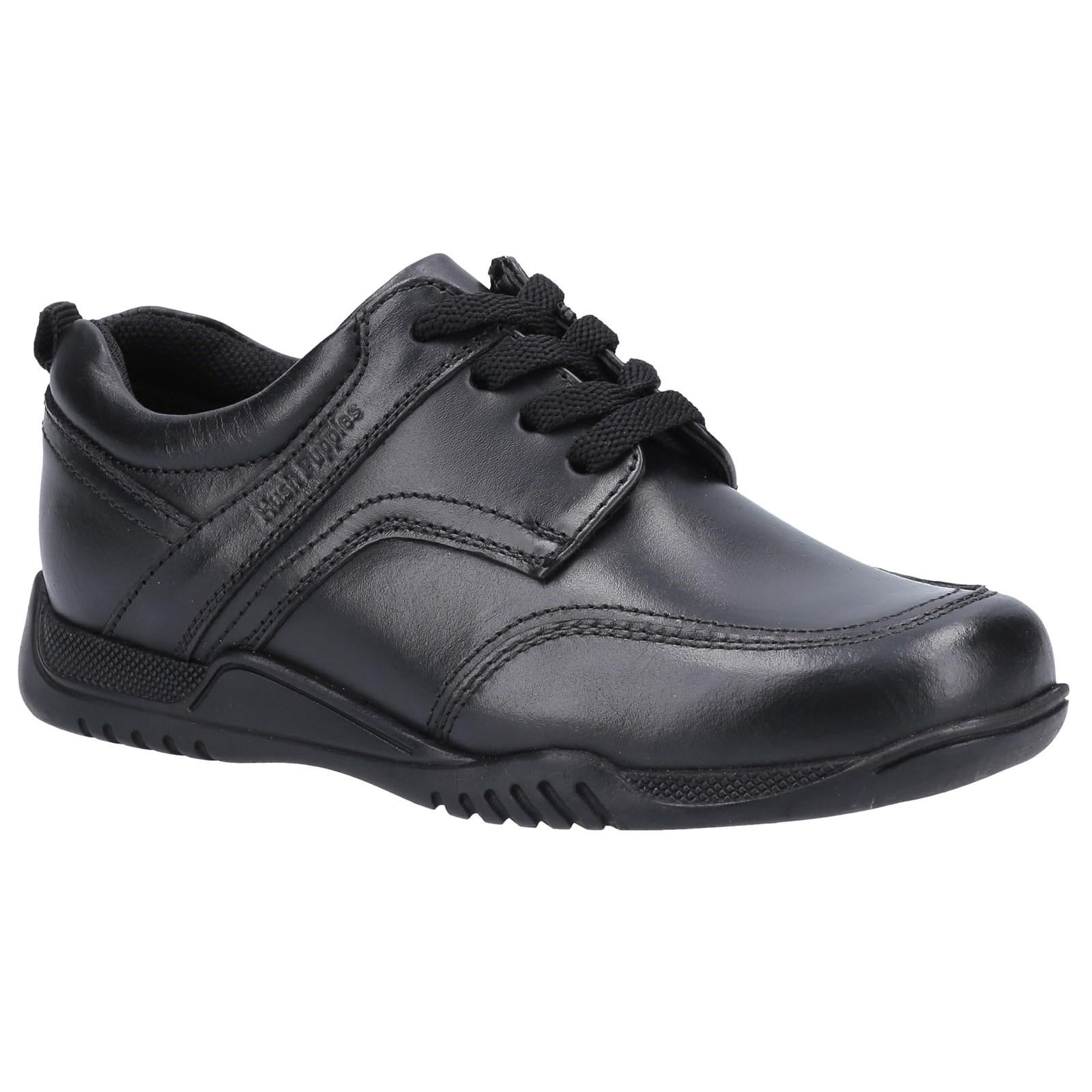 Black - Front - Hush Puppies Boys Harvey Leather School Shoes