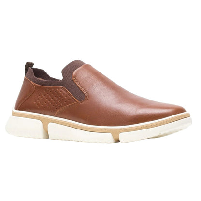 Cognac - Front - Hush Puppies Mens Bennet Leather Shoes