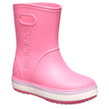 Pink-White - Front - Crocs Childrens-Kids Crocband Wellington Boots