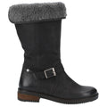 Black - Back - Hush Puppies Womens-Ladies Bonnie Leather Mid Boots