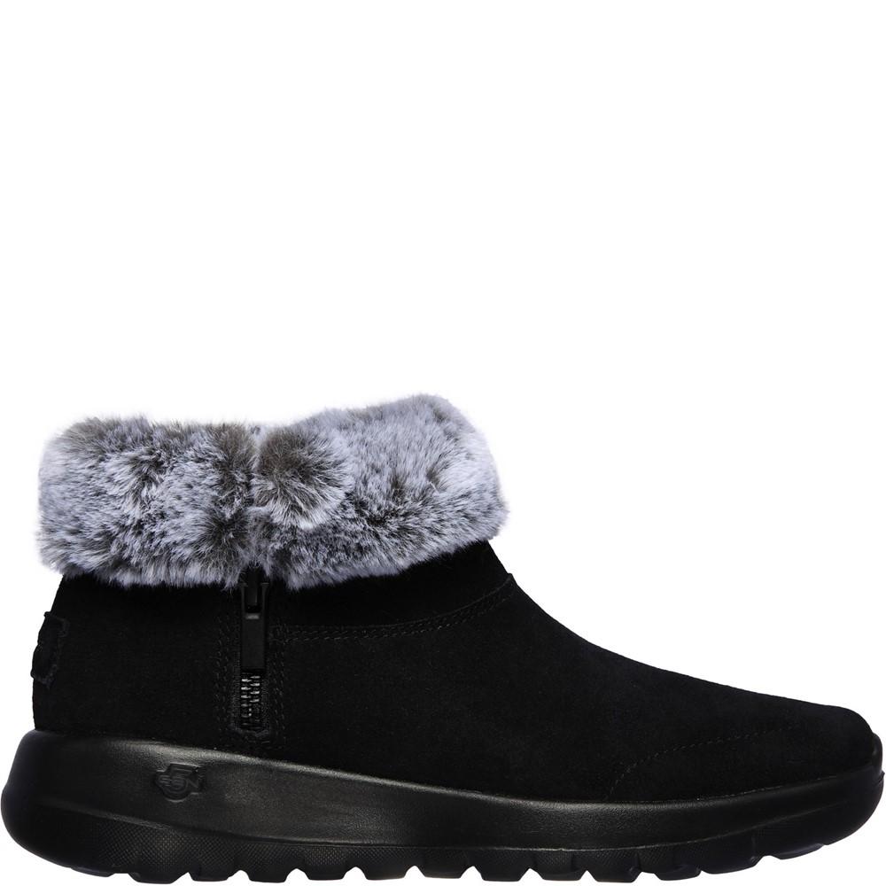 Black-Grey - Back - Skechers Womens-Ladies On The Go Joy Suede Ankle Boots
