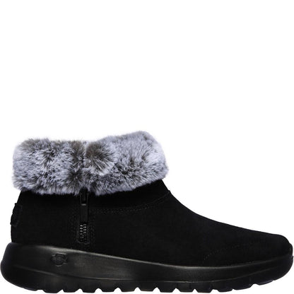 Black-Grey - Back - Skechers Womens-Ladies On The Go Joy Suede Ankle Boots