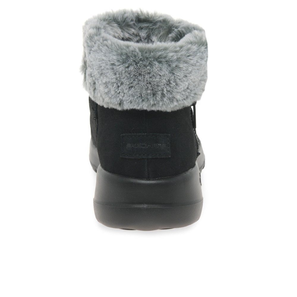 Black-Grey - Side - Skechers Womens-Ladies On The Go Joy Suede Ankle Boots