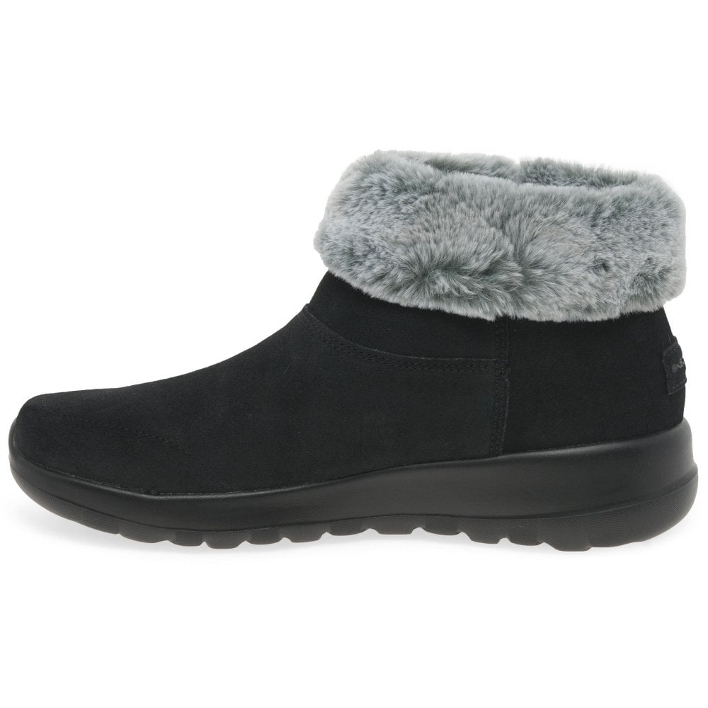 Black-Grey - Lifestyle - Skechers Womens-Ladies On The Go Joy Suede Ankle Boots