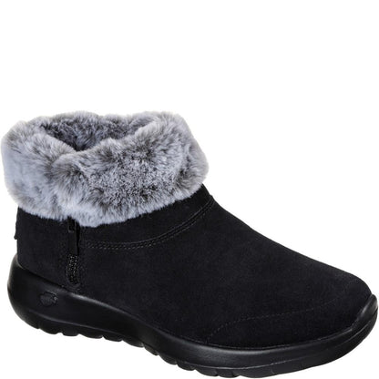Black-Grey - Front - Skechers Womens-Ladies On The Go Joy Suede Ankle Boots