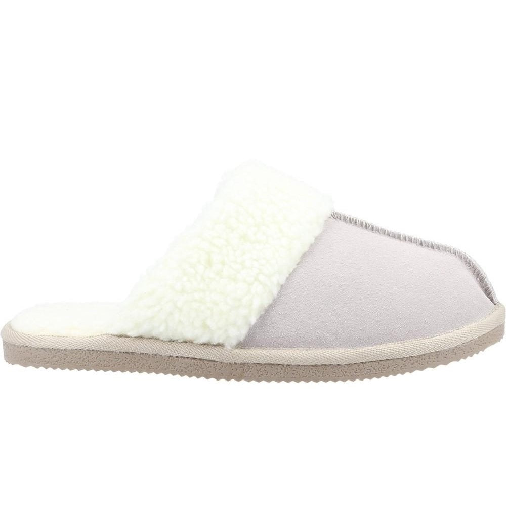 Beige - Back - Hush Puppies Womens-Ladies Arianna Suede Slippers