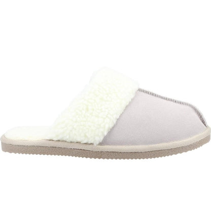 Beige - Back - Hush Puppies Womens-Ladies Arianna Suede Slippers