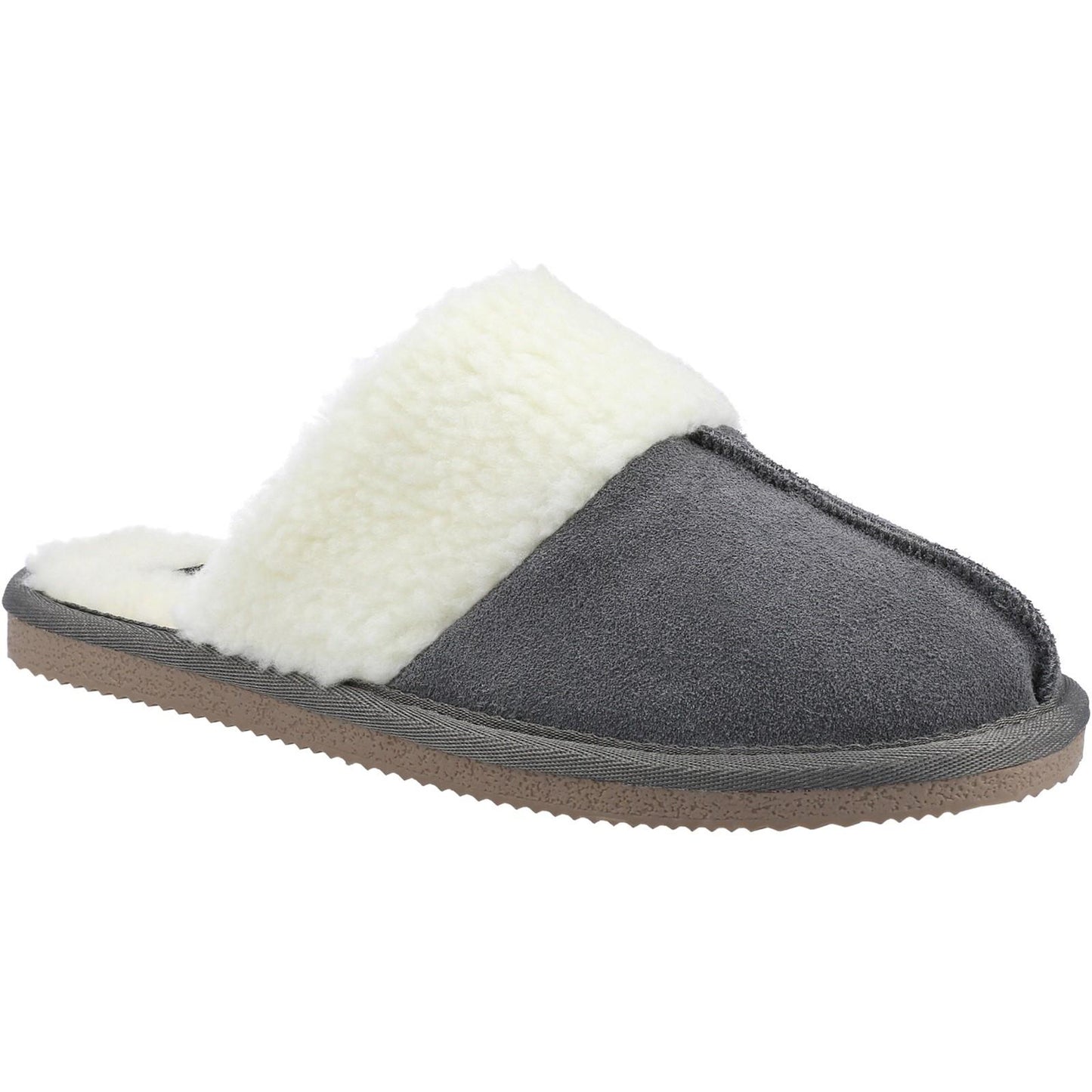 Grey - Front - Hush Puppies Womens-Ladies Arianna Suede Slippers
