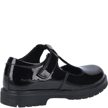 Black - Side - Hush Puppies Girls Gracie Leather School Shoes