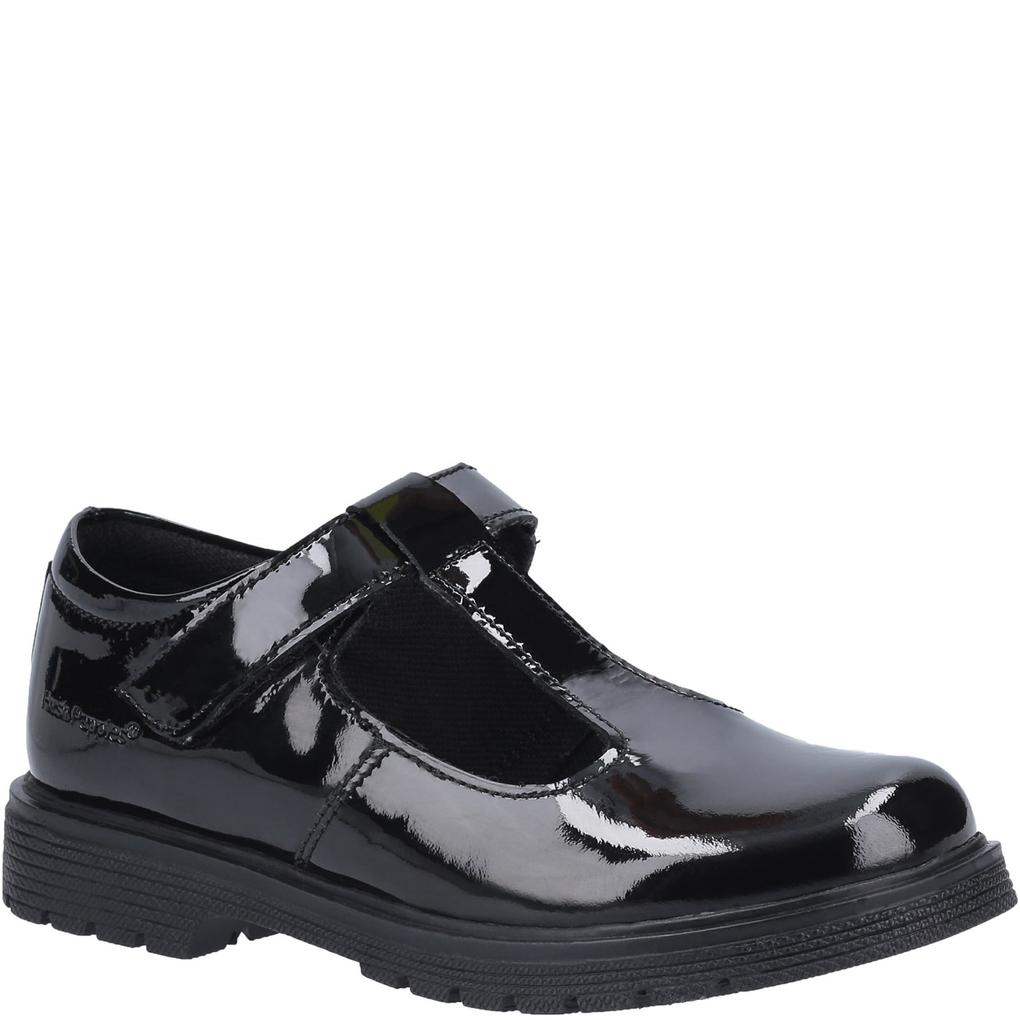 Black - Front - Hush Puppies Girls Gracie Leather School Shoes
