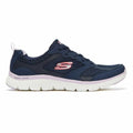 Navy - Back - Skechers Womens-Ladies Flex Appeal 4.0 Active Flow Leather Trainers