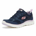 Navy - Side - Skechers Womens-Ladies Flex Appeal 4.0 Active Flow Leather Trainers