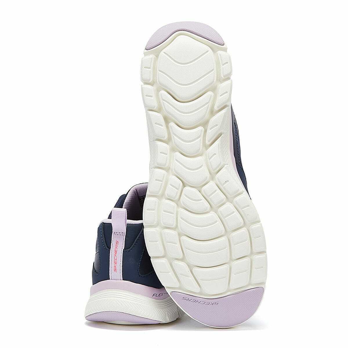 Navy - Pack Shot - Skechers Womens-Ladies Flex Appeal 4.0 Active Flow Leather Trainers