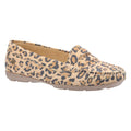 Brown-Black - Front - Hush Puppies Womens-Ladies Margot Leopard Print Suede Loafers
