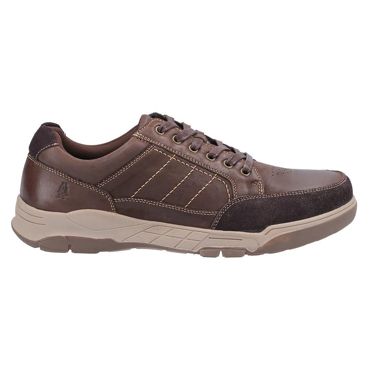 Coffee - Back - Hush Puppies Mens Finley Leather Shoes