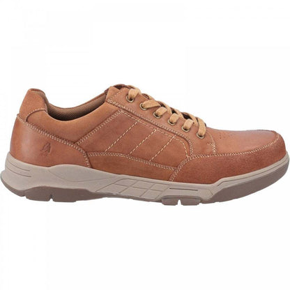 Tan - Back - Hush Puppies Mens Finley Leather Shoes