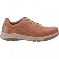 Tan - Back - Hush Puppies Mens Finley Leather Shoes