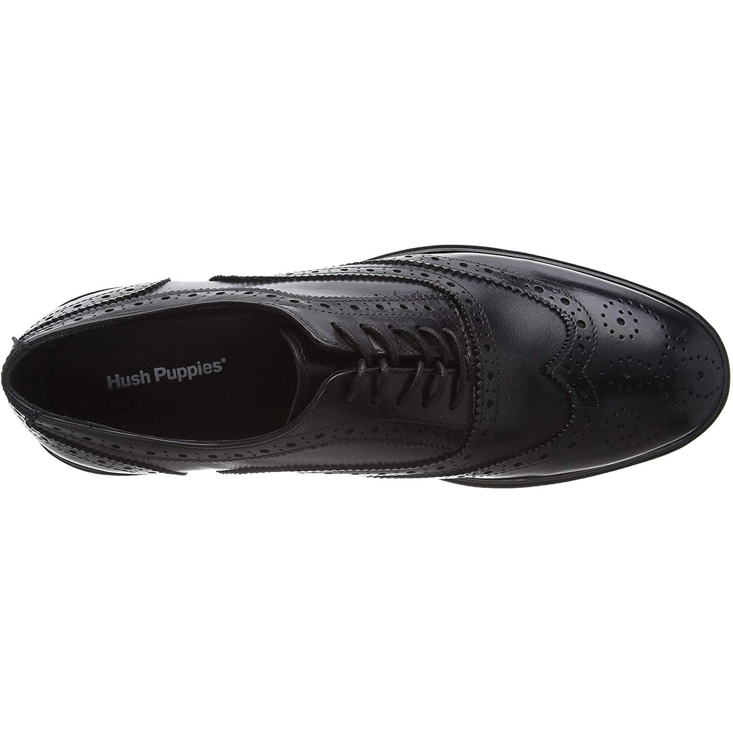 Black - Pack Shot - Hush Puppies Mens Santiago Leather Brogues