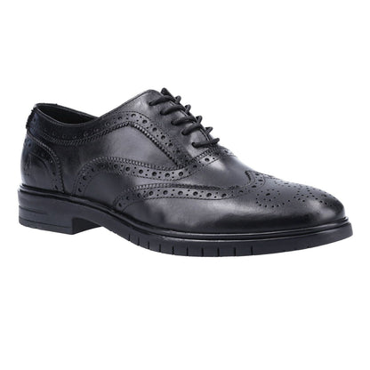 Black - Front - Hush Puppies Mens Santiago Leather Brogues
