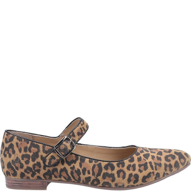 Brown-Black - Back - Hush Puppies Womens-Ladies Melissa Leopard Suede Mary Janes