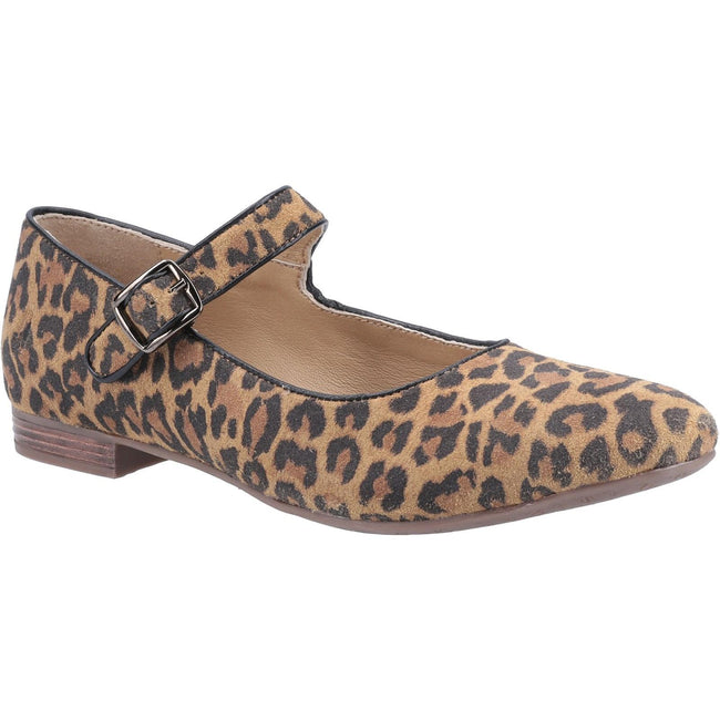 Brown-Black - Front - Hush Puppies Womens-Ladies Melissa Leopard Suede Mary Janes