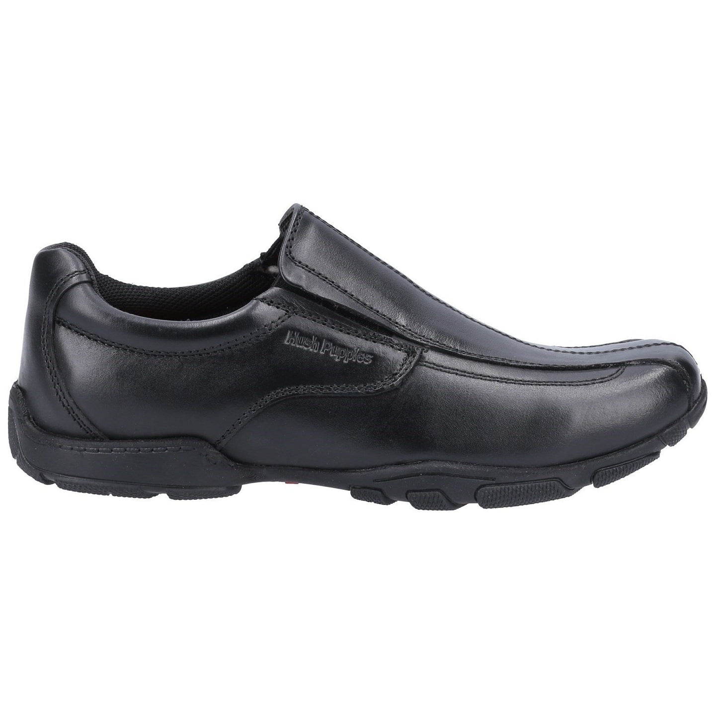 Black - Back - Hush Puppies Boys Elijah Leather School Shoes