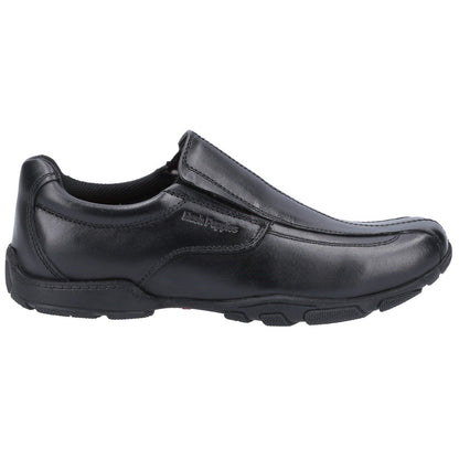 Black - Back - Hush Puppies Boys Elijah Leather School Shoes