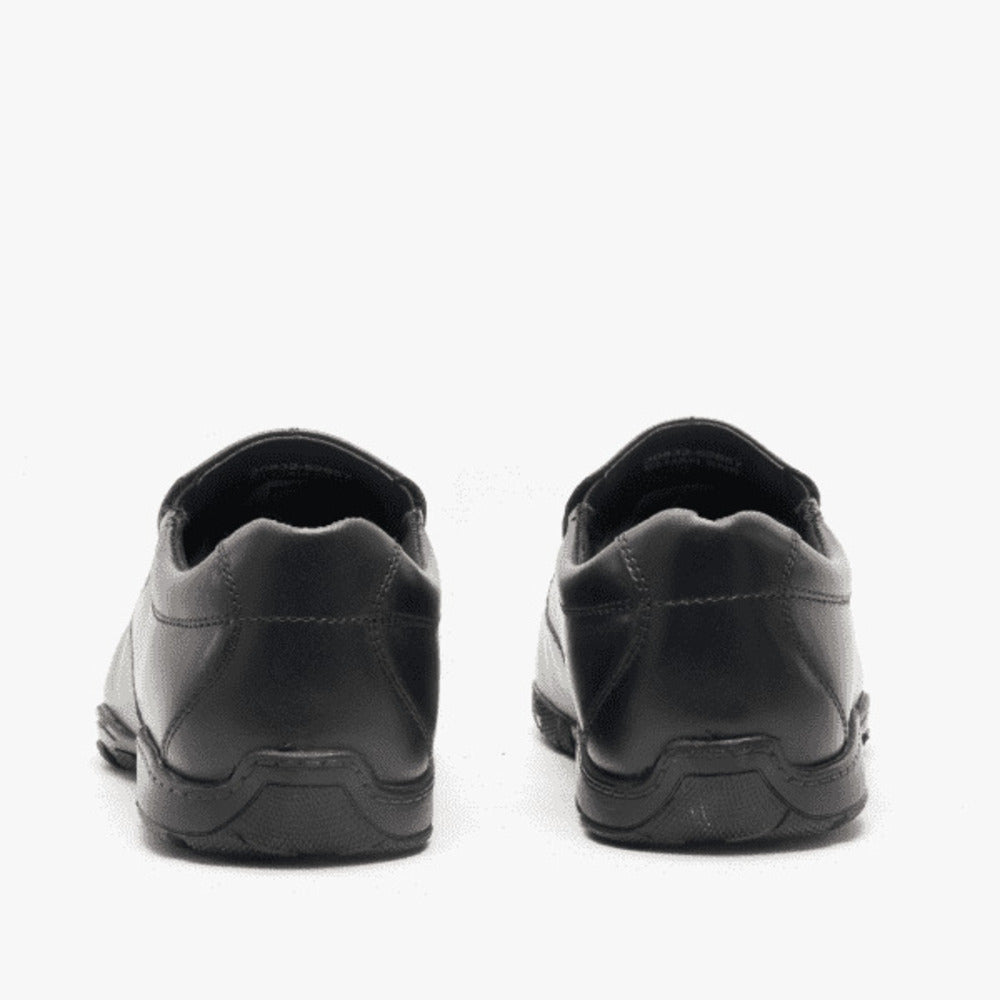 Black - Side - Hush Puppies Boys Elijah Leather School Shoes