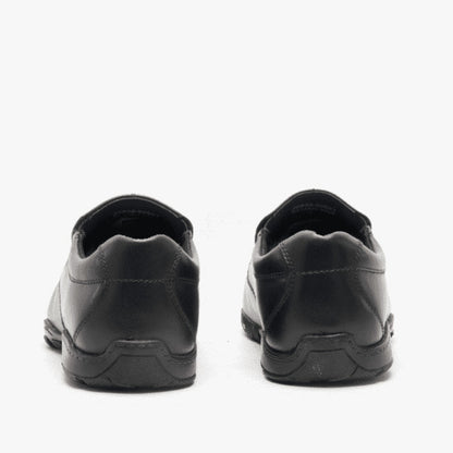 Black - Side - Hush Puppies Boys Elijah Leather School Shoes