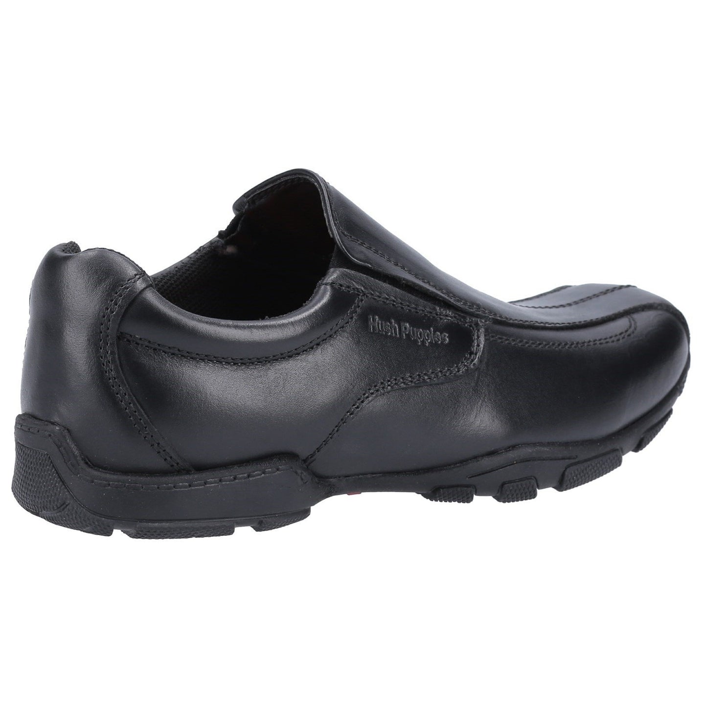 Black - Pack Shot - Hush Puppies Boys Elijah Leather School Shoes