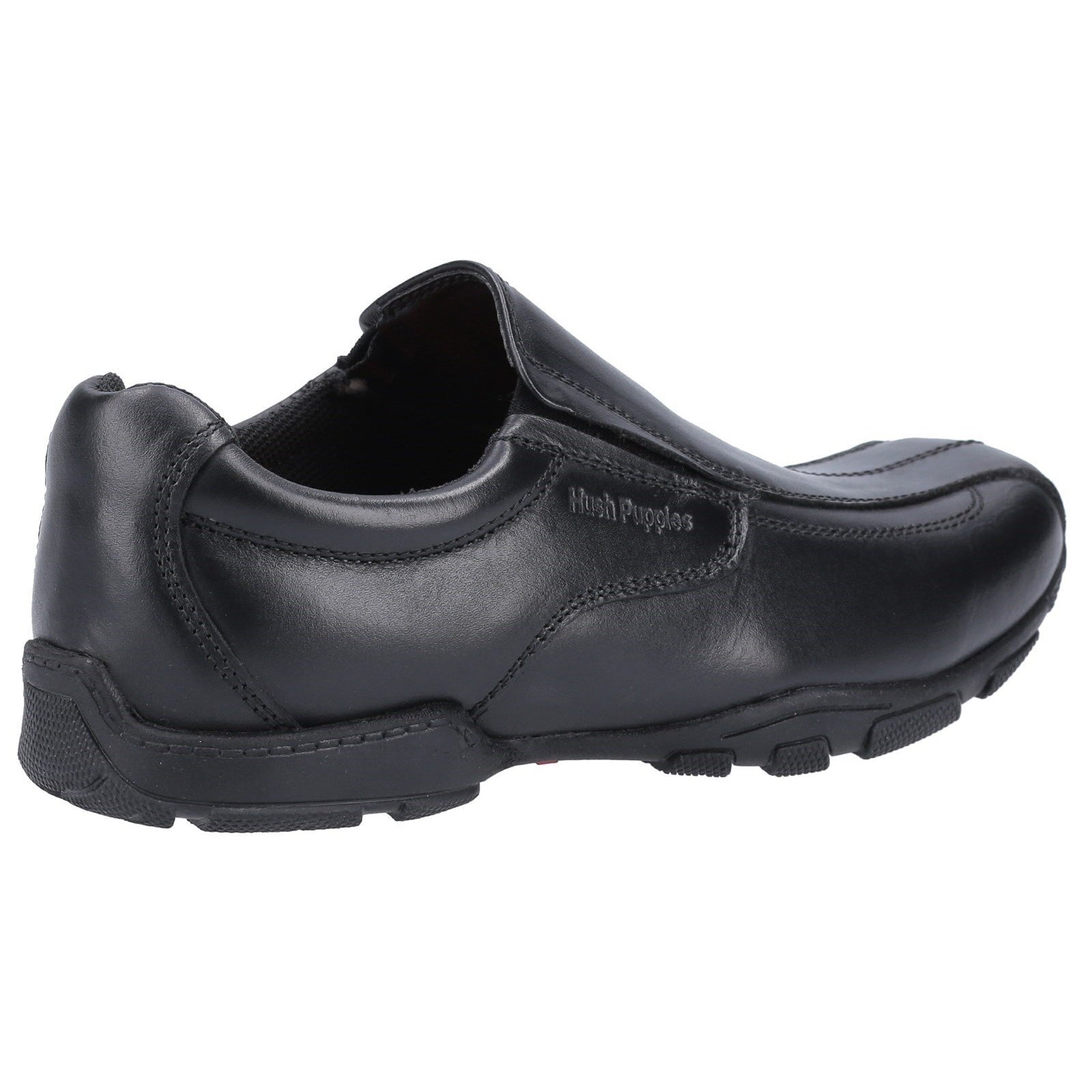 Black - Pack Shot - Hush Puppies Boys Elijah Leather School Shoes