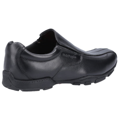 Black - Pack Shot - Hush Puppies Boys Elijah Leather School Shoes