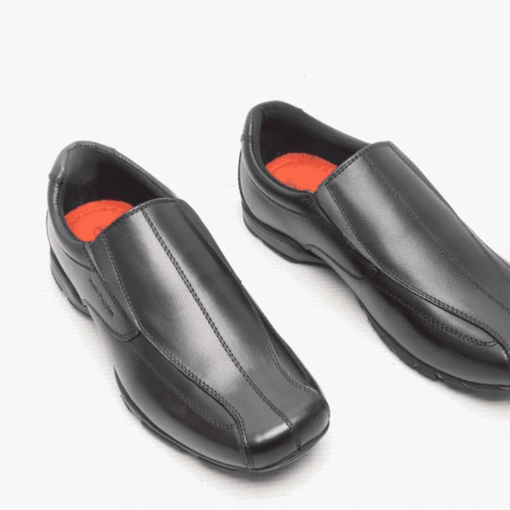 Black - Close up - Hush Puppies Boys Elijah Leather School Shoes