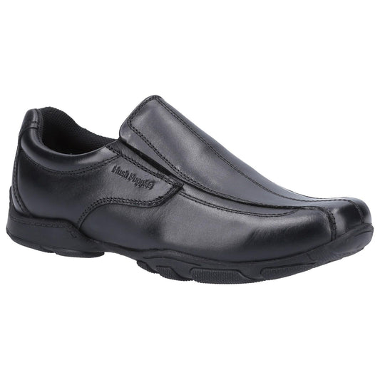 Black - Front - Hush Puppies Boys Elijah Leather School Shoes