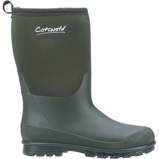 Green - Back - Cotswold Childrens-Kids Hilly Neoprene Wellington Boots