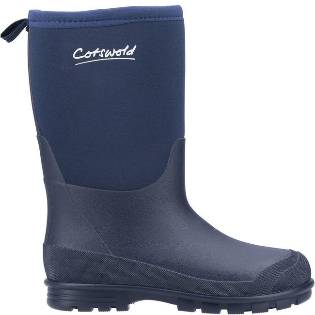 Navy - Back - Cotswold Childrens-Kids Hilly Neoprene Wellington Boots