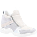 Light Grey-White - Front - Geox Womens-Ladies Armonica Leather Trainers